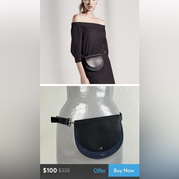 Theory Post Saddle Leather and Denim Waist/Hip/Belt Bag - Picture 9 of 13